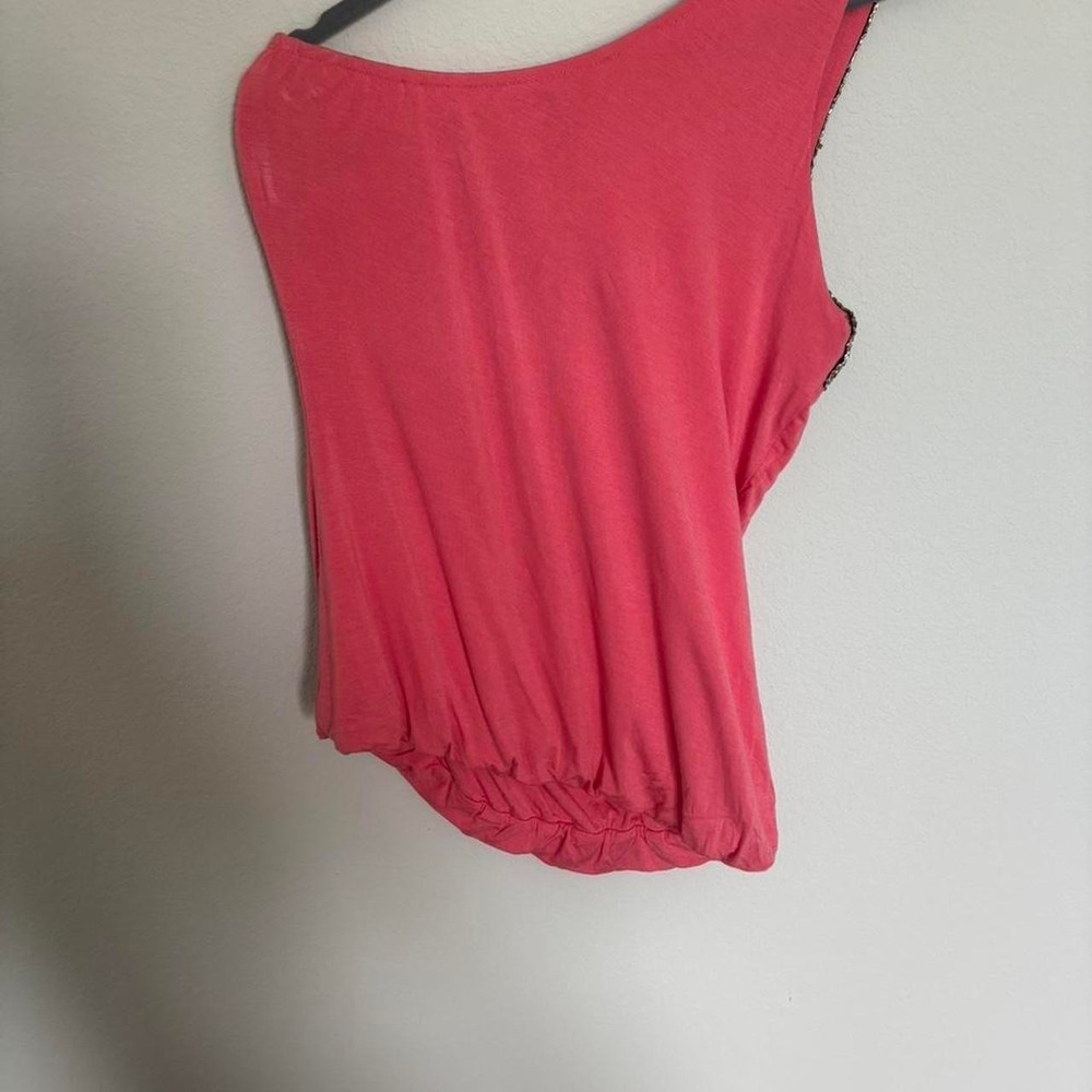 Wet Seal Pink Beaded One Shoulder Sleeveless Stretch Tank Top Women's Regular M - Picture 5 of 6